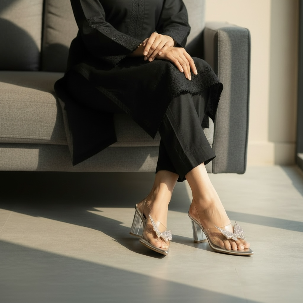 CRYSTAL BUTTERFLY HEELS