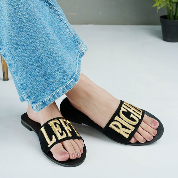 Left Right Embroided Flat