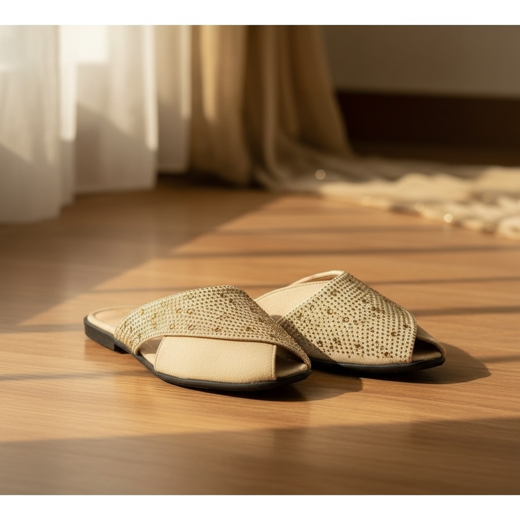 SilkStep Luxe Black Peshawari Slides