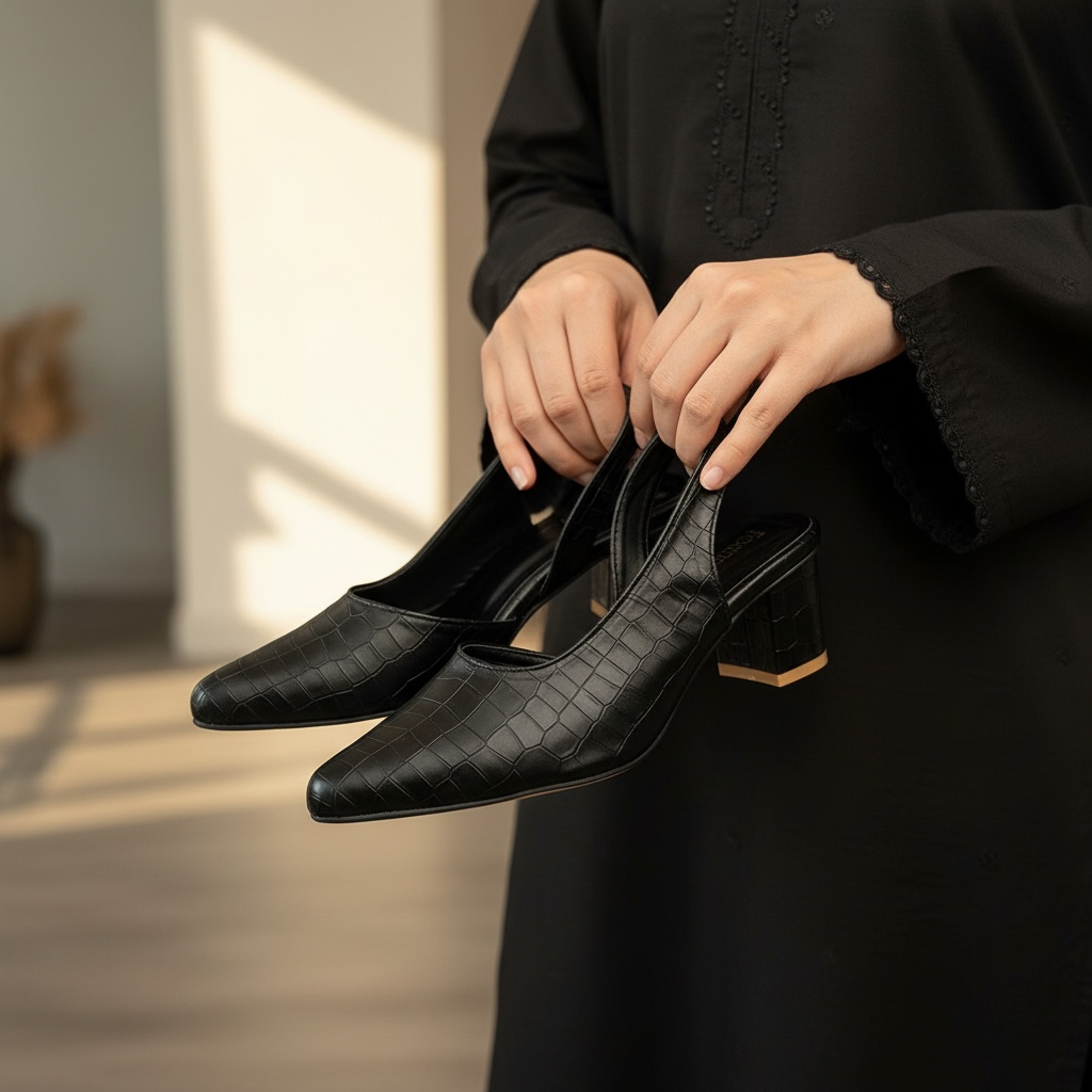 CROCODILE SLINGBACK HEELS