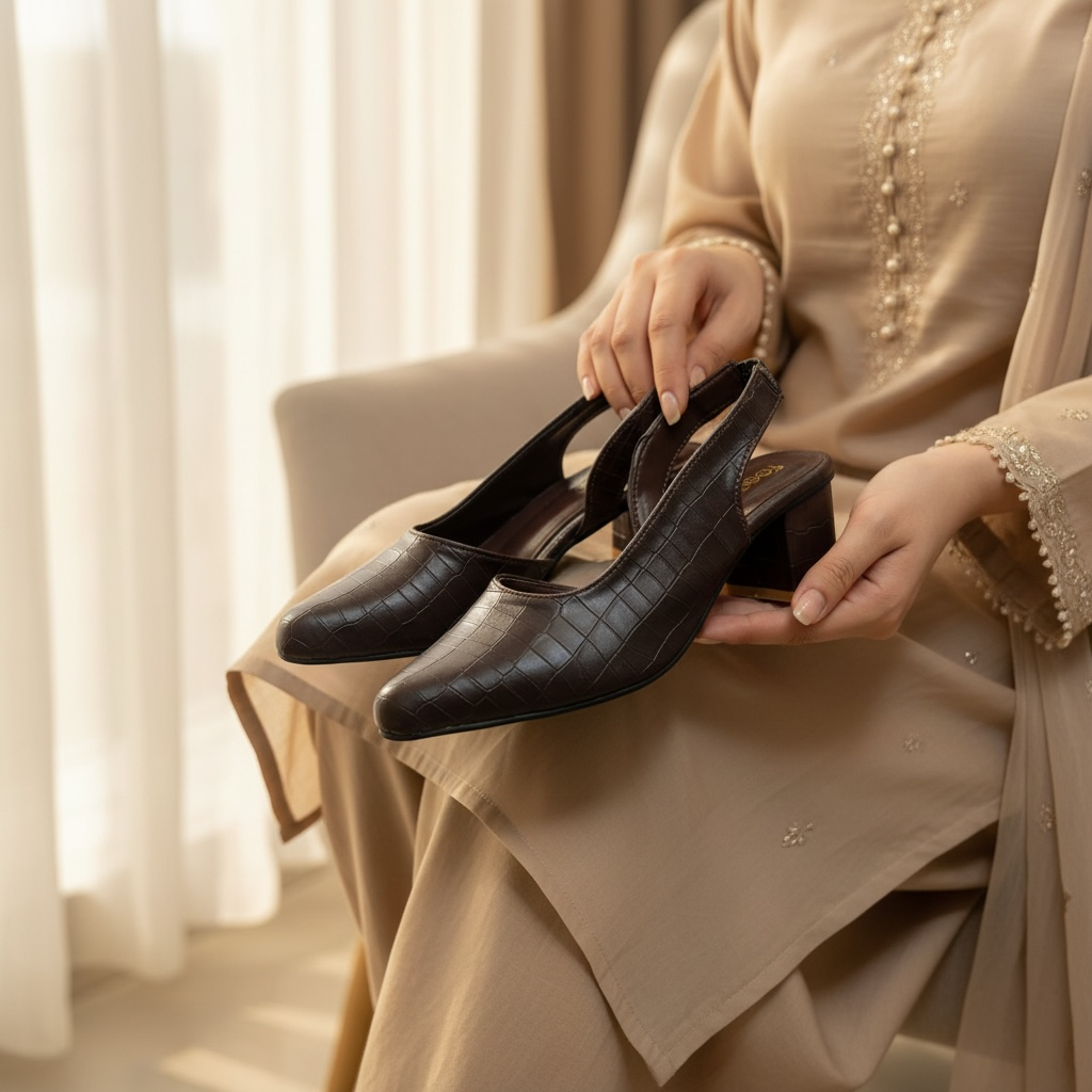 CROCODILE SLINGBACK HEELS