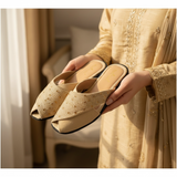 SilkStep Luxe Black Peshawari Slides